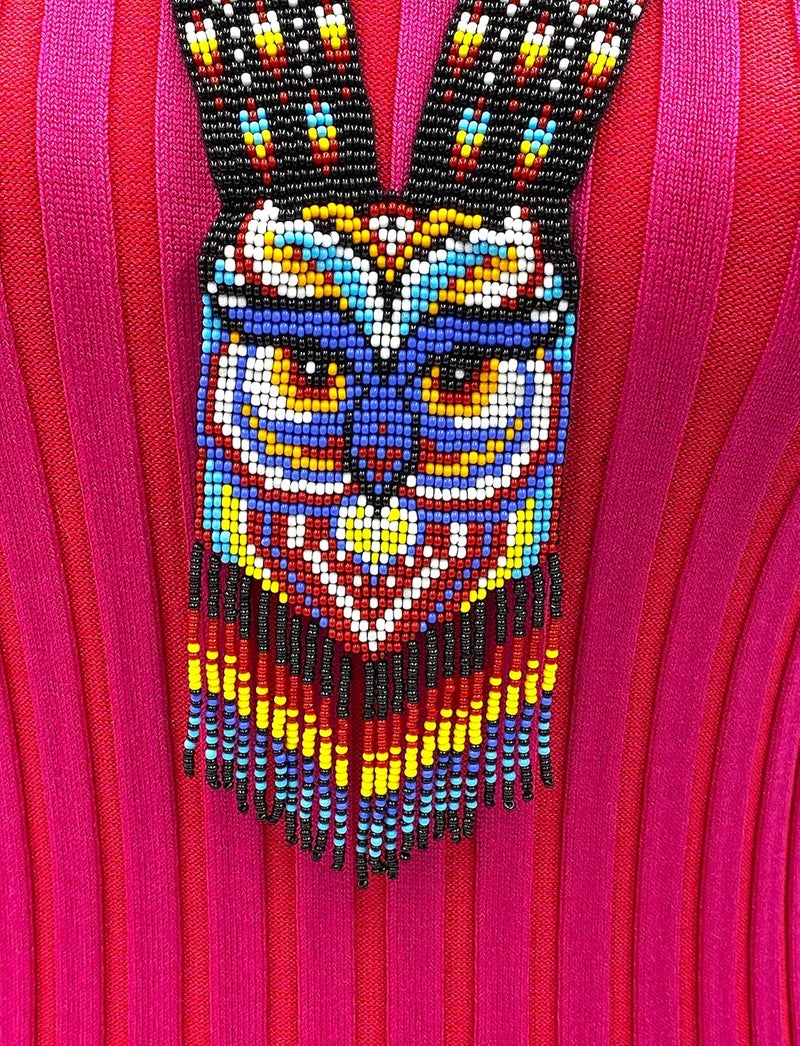 BeadsCorner Native Tribal Style Long Statement Beaded Necklace for Women Handmade - Image 3